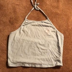 LA hearts halter palm tree top, baby blue